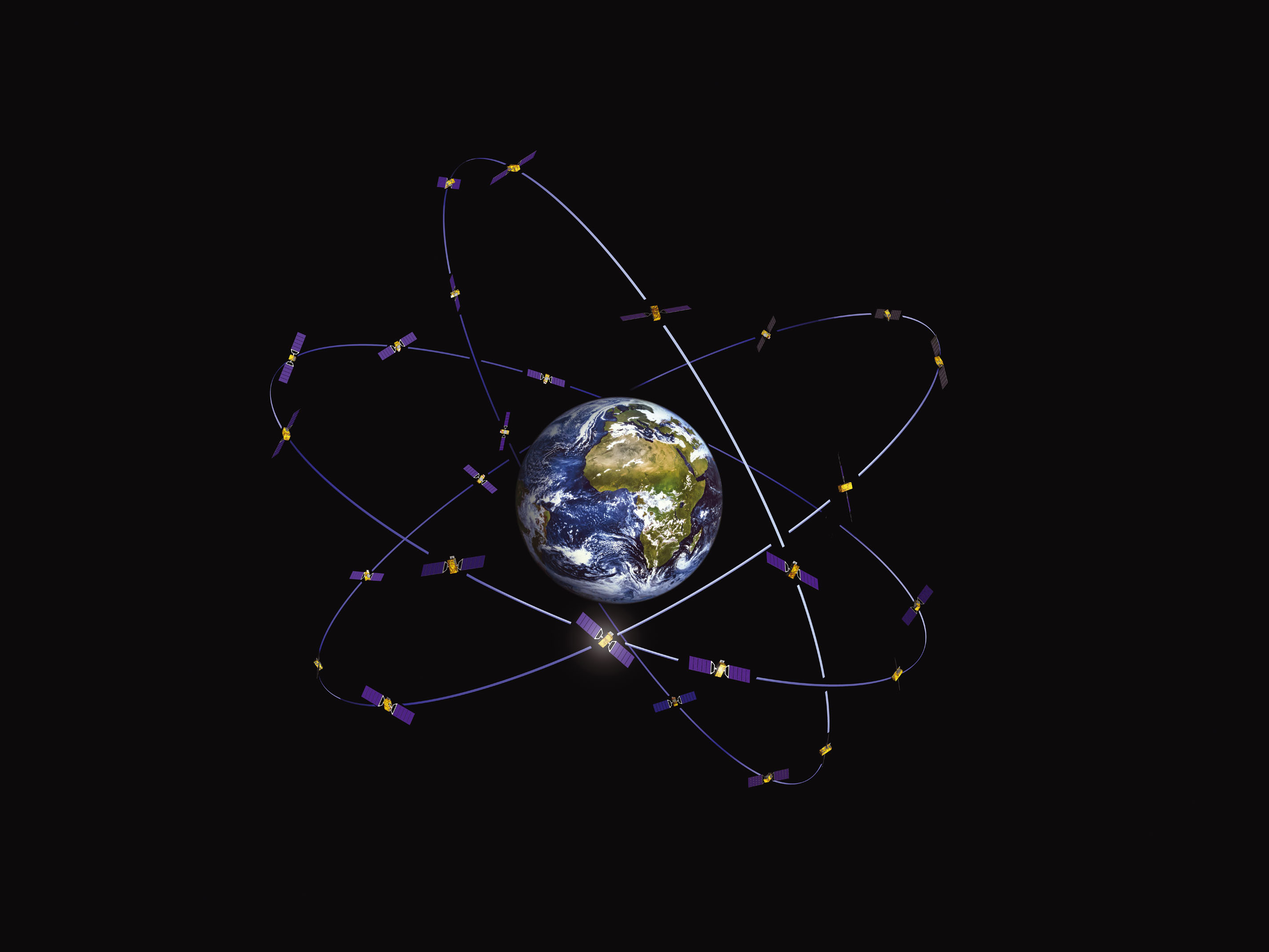 Visual of the Galileo project's satellites